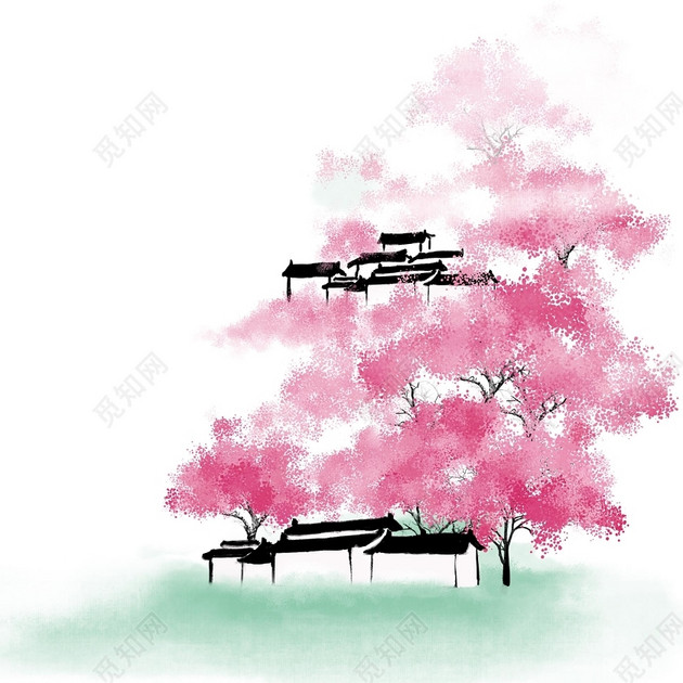 水墨桃林