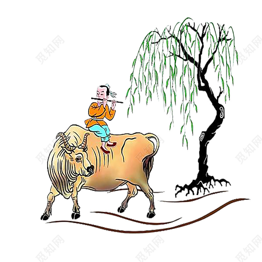 牧童骑牛清明设计素材