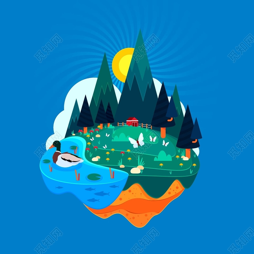环境保护世界卫生日地球日环保卡通插画