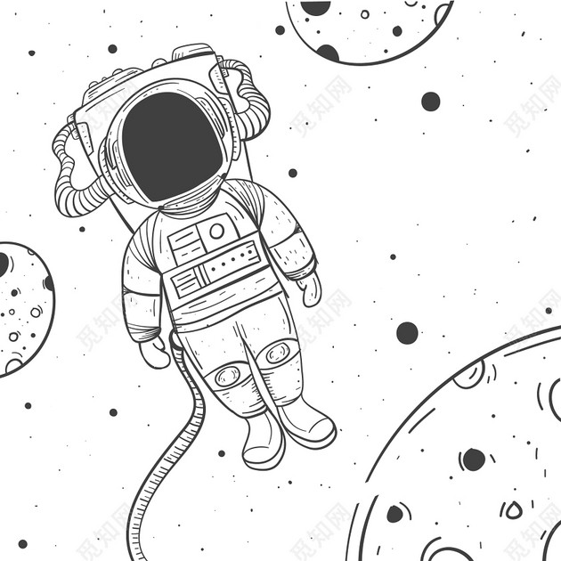 宇航员遨游太空科技星空矢量图
