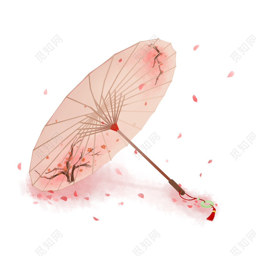 水墨油纸伞落花瓣图片素材免费下载_觅知网
