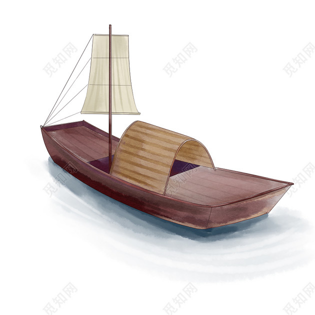 中国风手绘小船