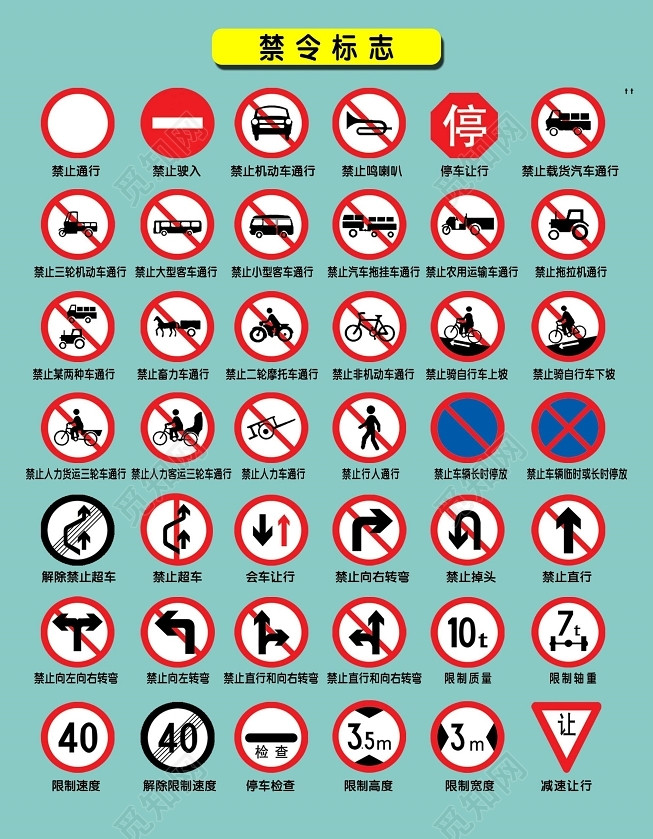 禁令道路交通标志牌图片素材免费下载_觅知网
