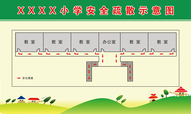 安全疏散楼层安全逃生疏散图红色简约大气科技消防安全管理制度制度