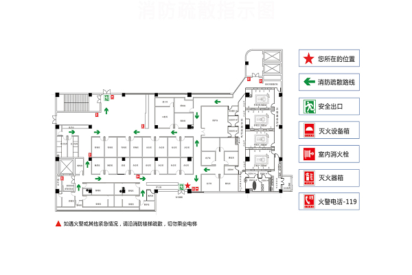 设计素材 疏散示意图  下载 安全疏散二号楼2f逃生图附消防设备254340