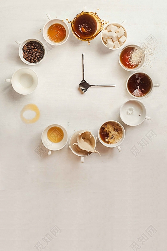 时钟美食下午茶宣传促销海报背景