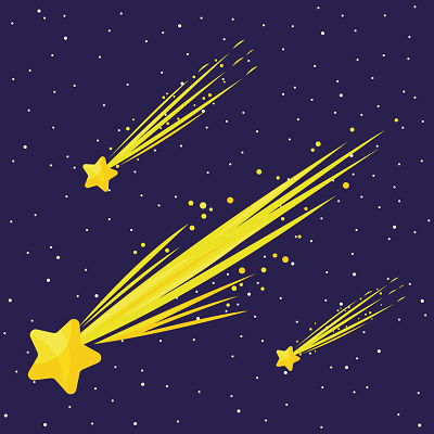 流星夜晚五角星黄色流星雨矢量素材