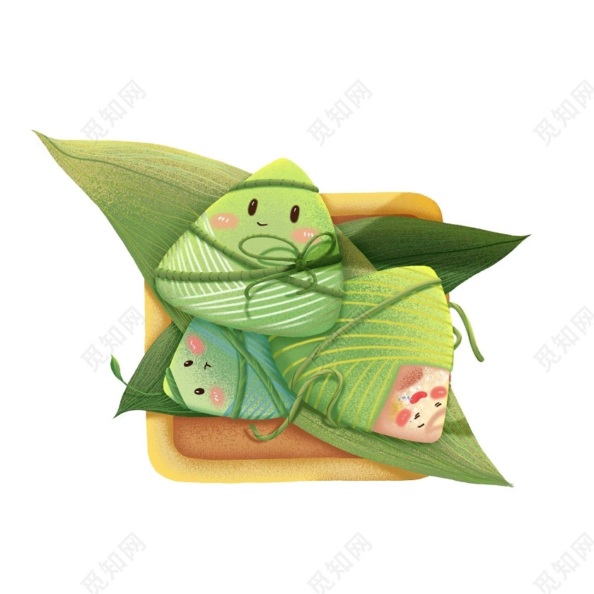 端午节粽叶粽子卡通png素材