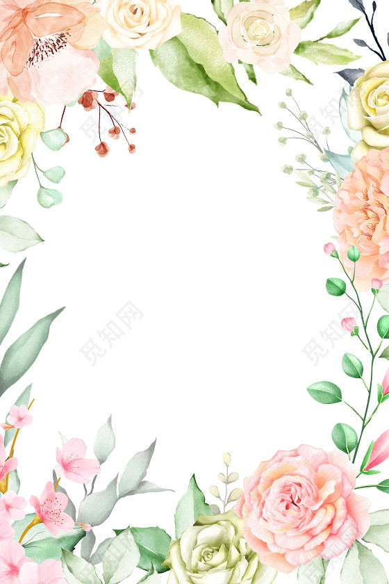 卡通手绘花朵花瓣装饰边框母亲节png素材