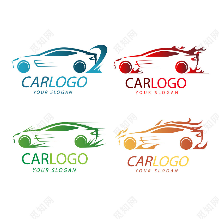 彩色酷炫跑车logo汽车标识标志