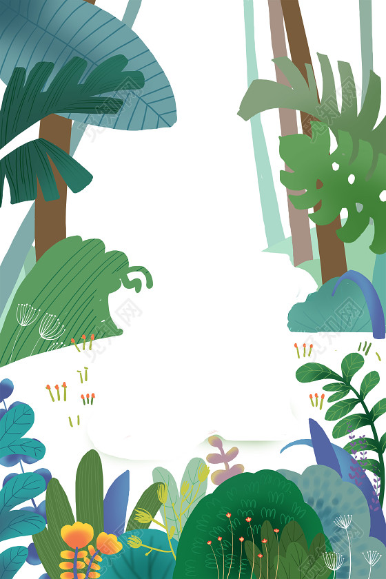 春天植物插画边框素材