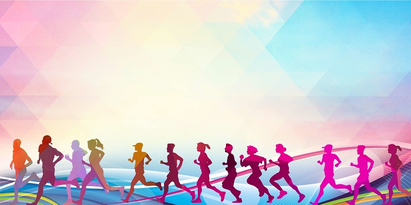 水彩渐变背景马拉松宣传跑步健身运动运动员蓝色彩色海报背景