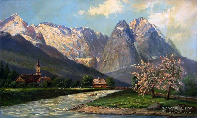 wetterstein 阿尔卑斯山 画 布面油画 艺术 艺术性