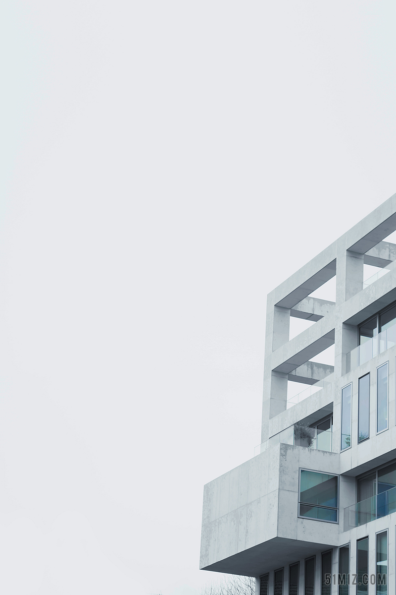 白色建筑简约几何框架的建筑一角建筑设计背景图片