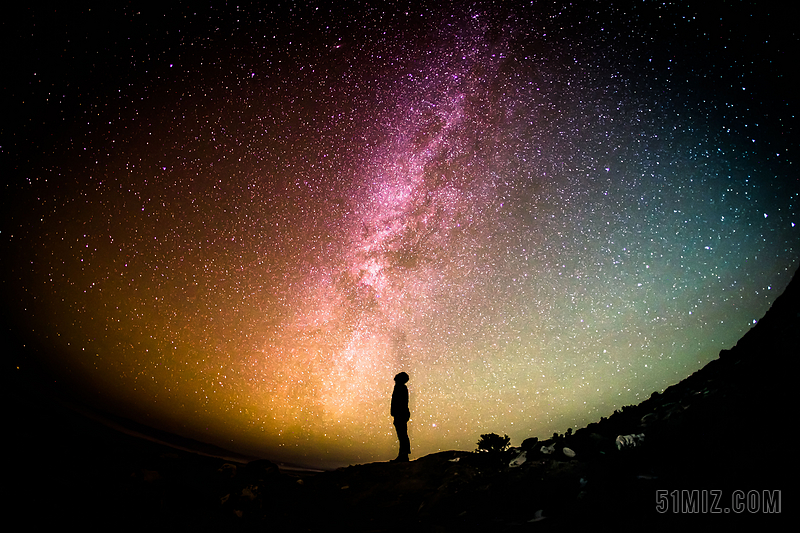 黑色野外夜晚星空仰望星空背景图片