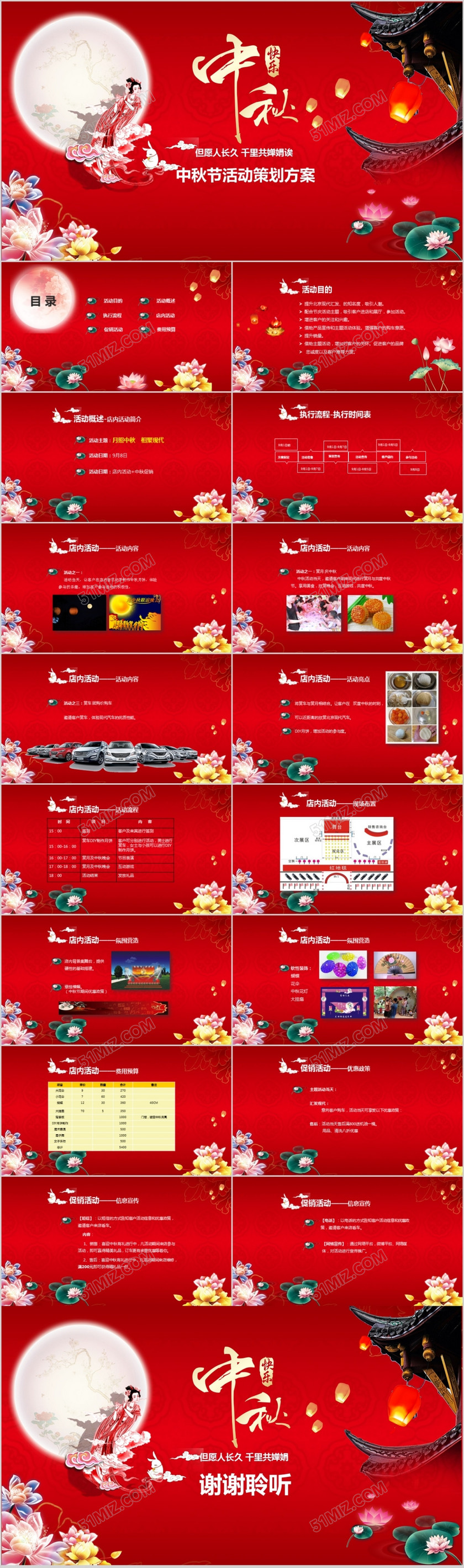 中国红中秋节活动策划方案ppt模板