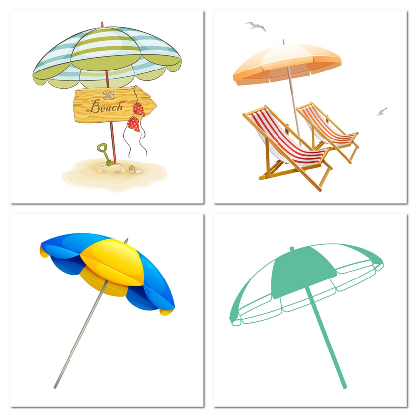 度假太阳伞躺椅素材