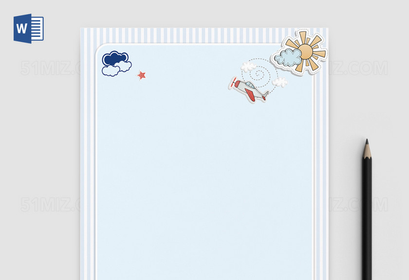 蓝色海洋word信纸模板背景 蓝色海洋word信纸模板背景