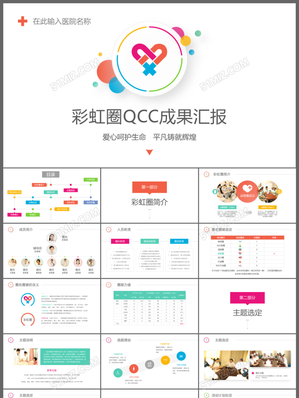 多彩护理品管圈qcc成果汇报ppt模板