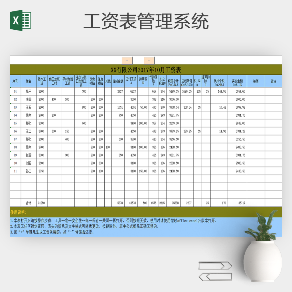 工资表模板