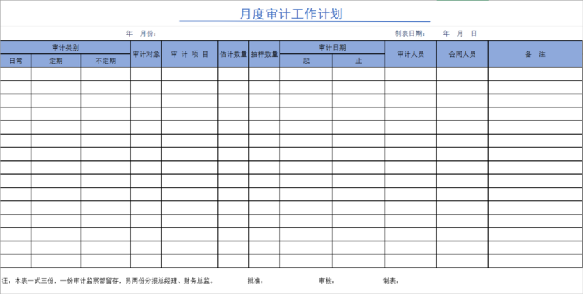 企业员工月度工作计划表excel表格模板