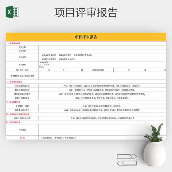 项目管理项目评审报告excel模板