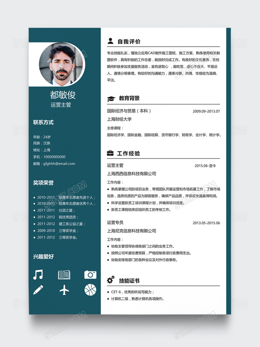 时尚创意运营主管个人简历模板