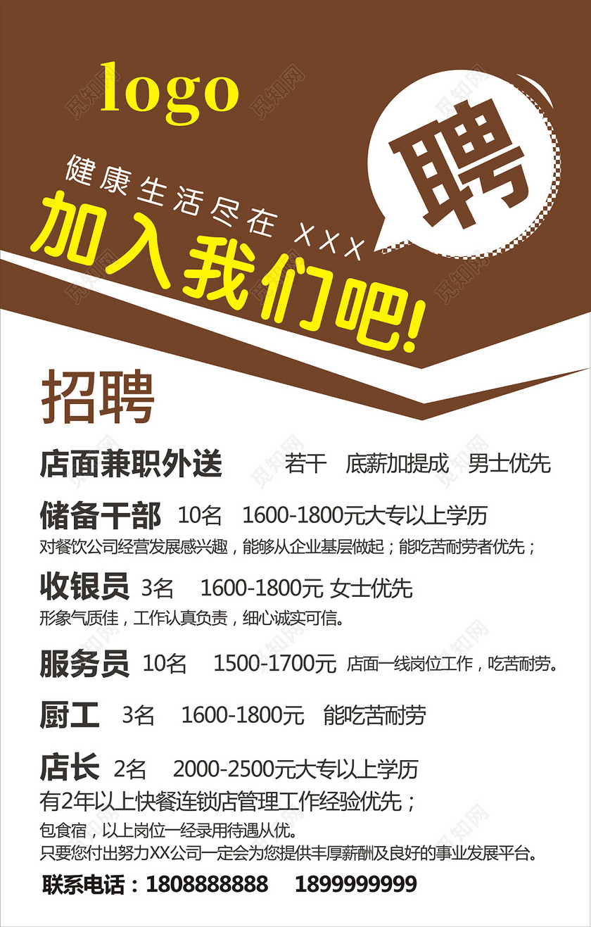招聘招募餐饮店人才招聘海报