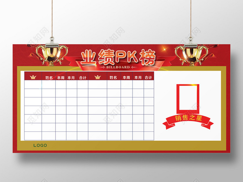 业绩pk榜销售光荣榜奖杯展板文化墙