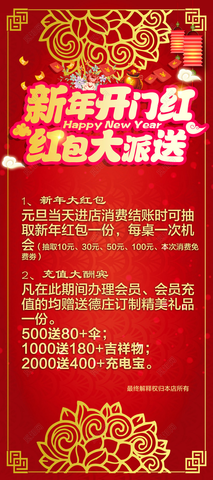 新年开门红海报模板