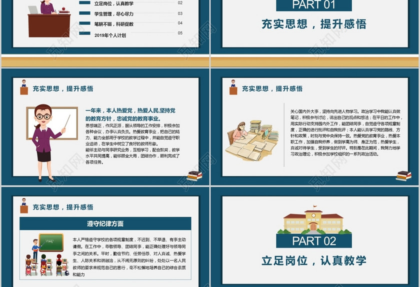 卡通风格教师年终总结工作总结述职报告工作汇报PPT模板 卡通风格教师年终总结工作总结述职报告工作汇报PPT模板