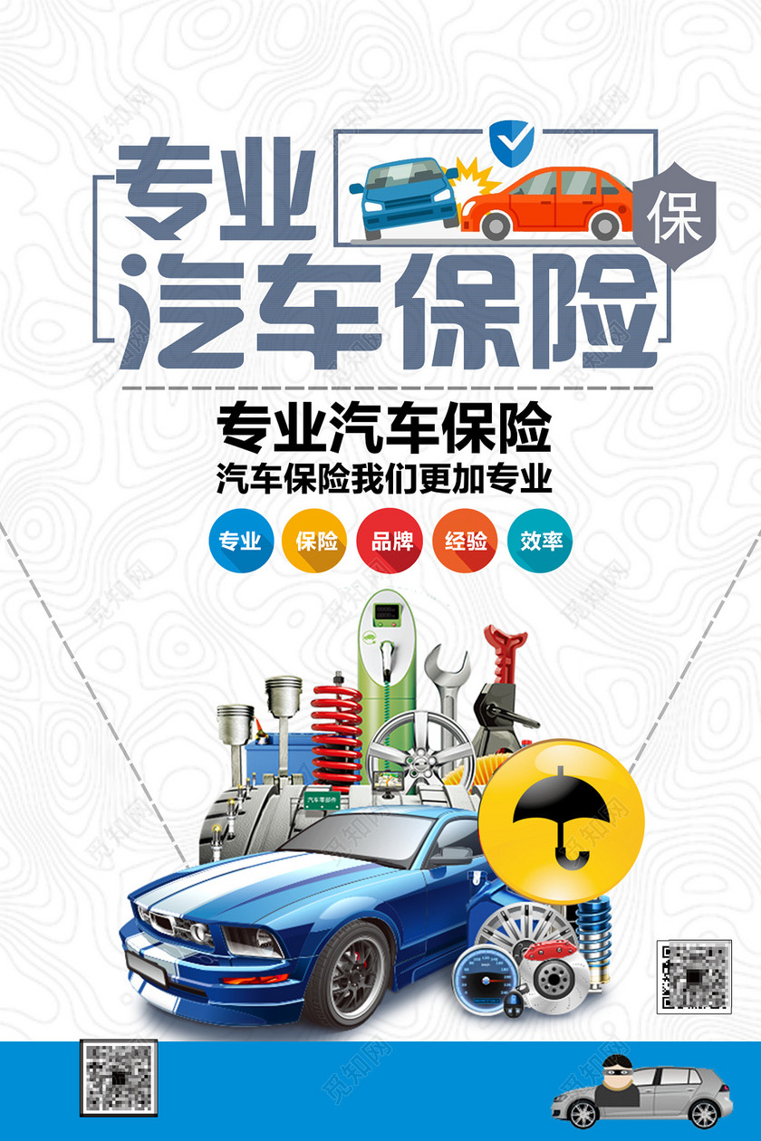 汽车保险卡通海报模板
