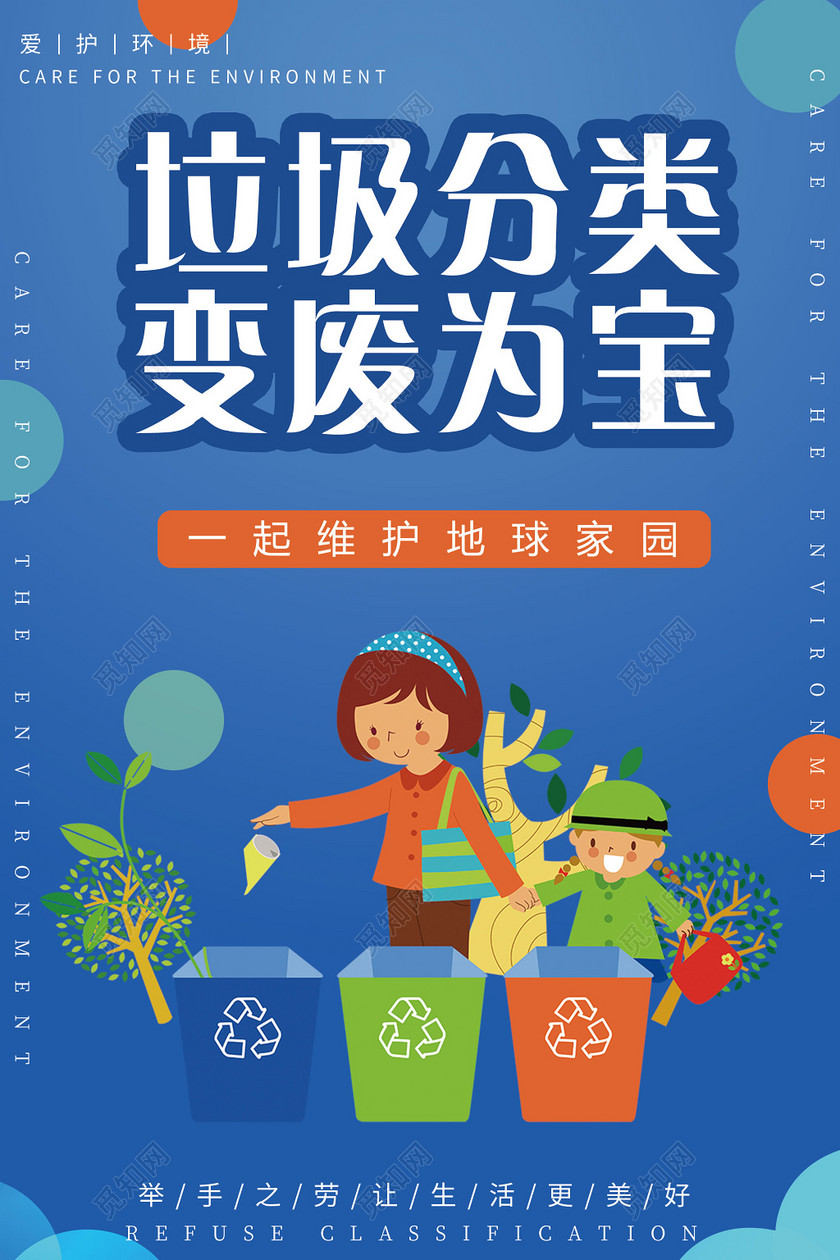 垃圾分类变废为宝城市小区宣传海报
