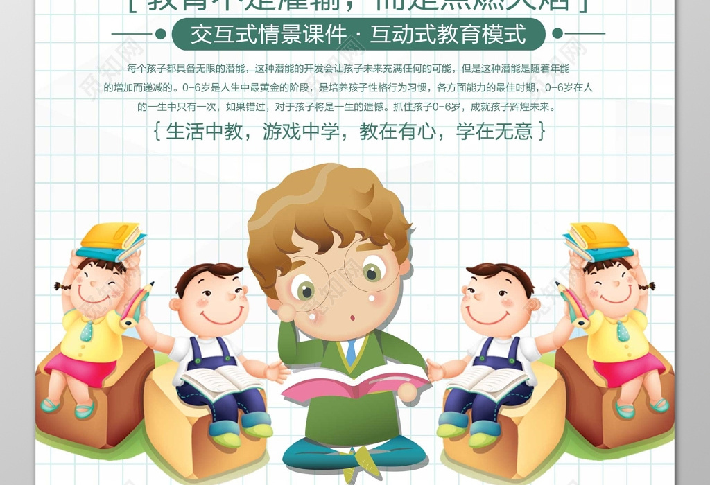儿童早教培训学前教育家庭教育卡通海报模板