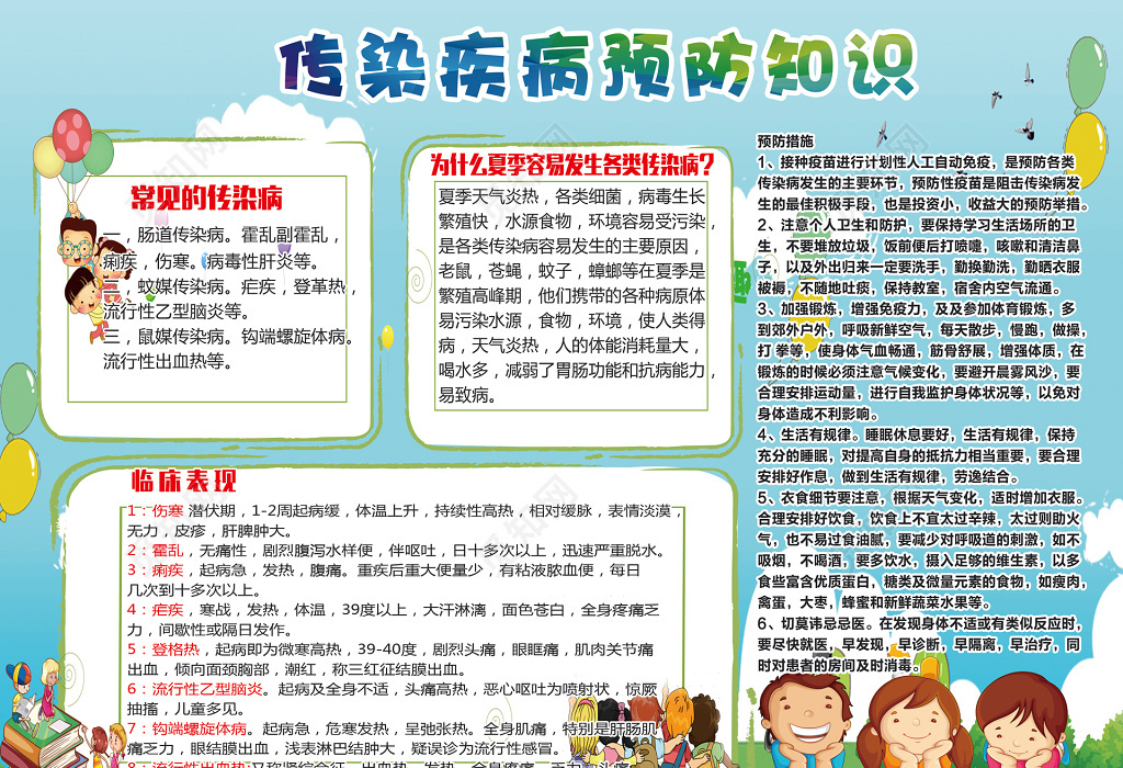 幼儿园传染疾病预防知识展板