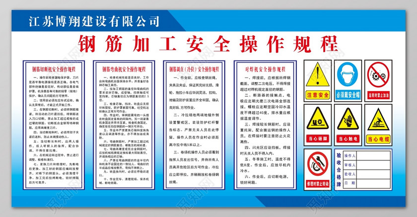 钢筋加工安全操作规程展板设计