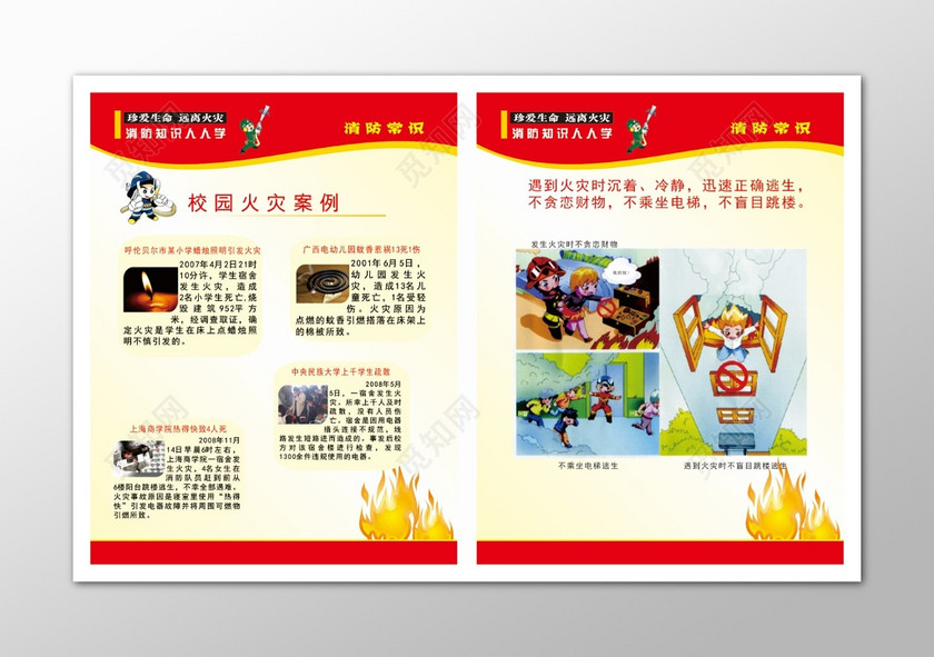 校园火灾案例消防安全知识展板设计