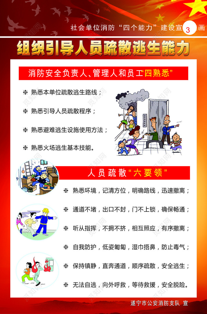 消防安全知识宣传教育培训能力宣传海报