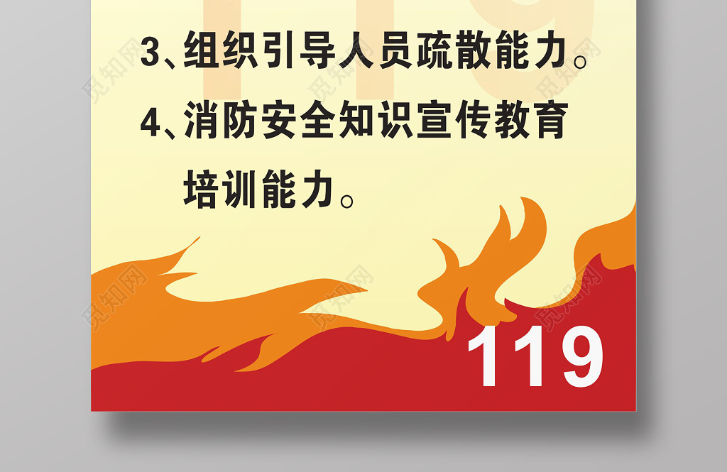 消防安全宣传教育119安全意识海报
