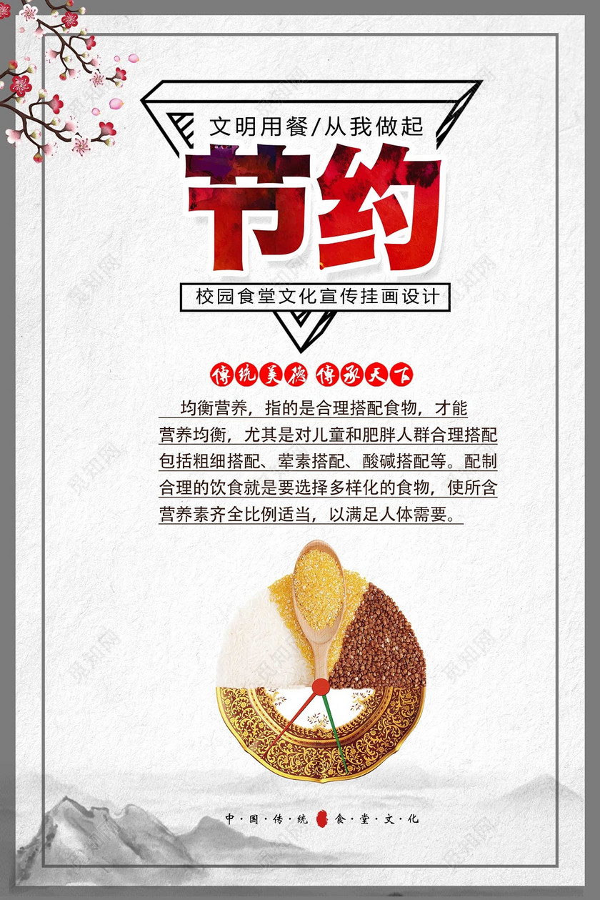 节约粮食文明用餐食堂文化校园文明宣传海报设计