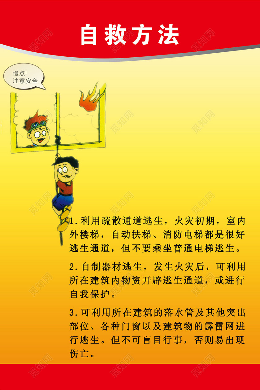 消防安全火灾自救方法安全意识119宣传栏