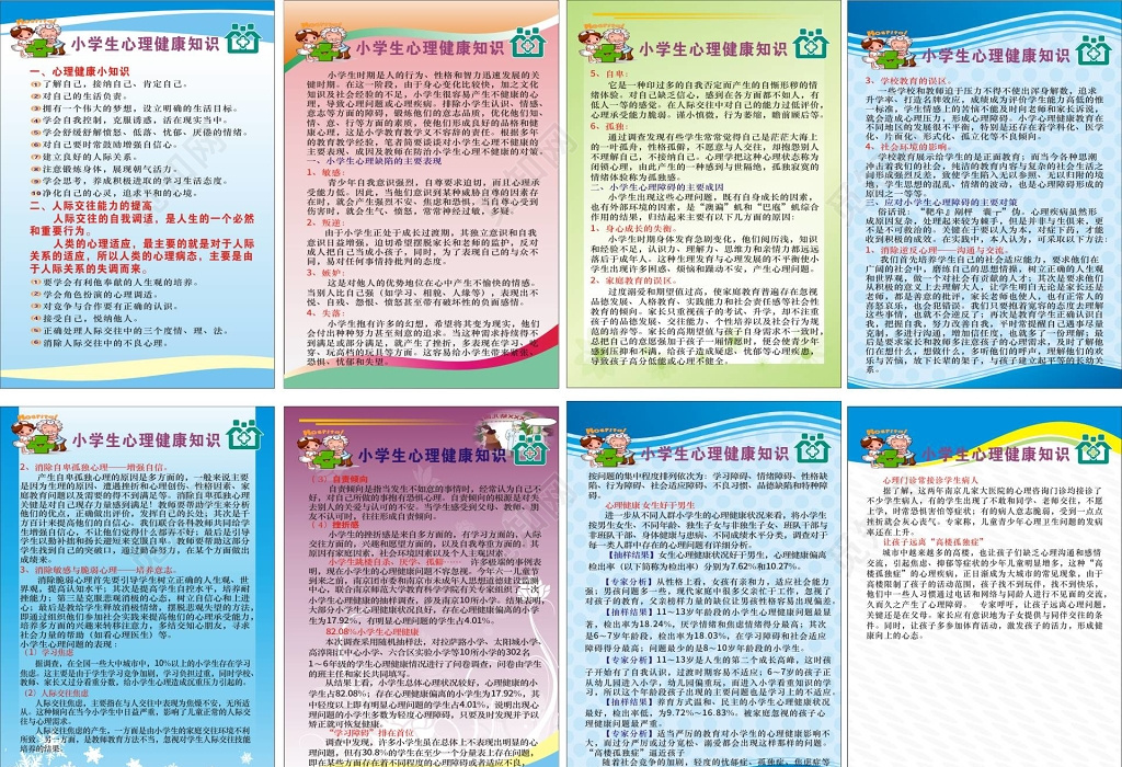 学校小学生心理健康知识宣传制度牌
