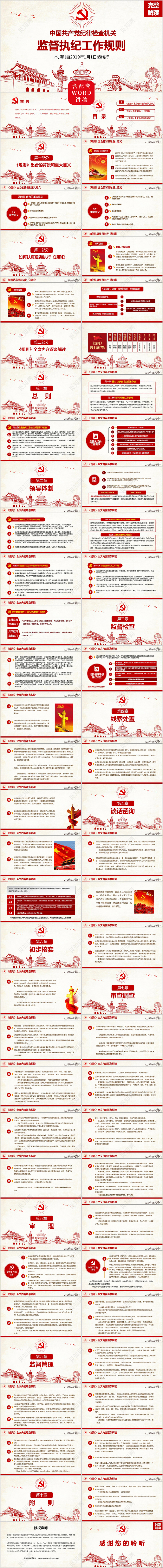 红色党建纪律检查机关监督执纪工作规则党课ppt模板 红色党建纪律检查机关监督执纪工作规则党课ppt模板