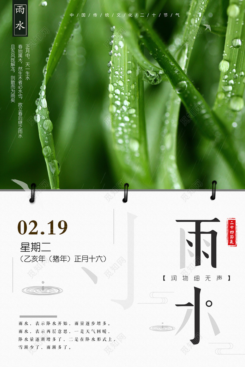 二十四节气节日雨水海报设计