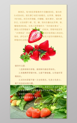 绿色淡雅草莓功效营养价值生鲜水果海报