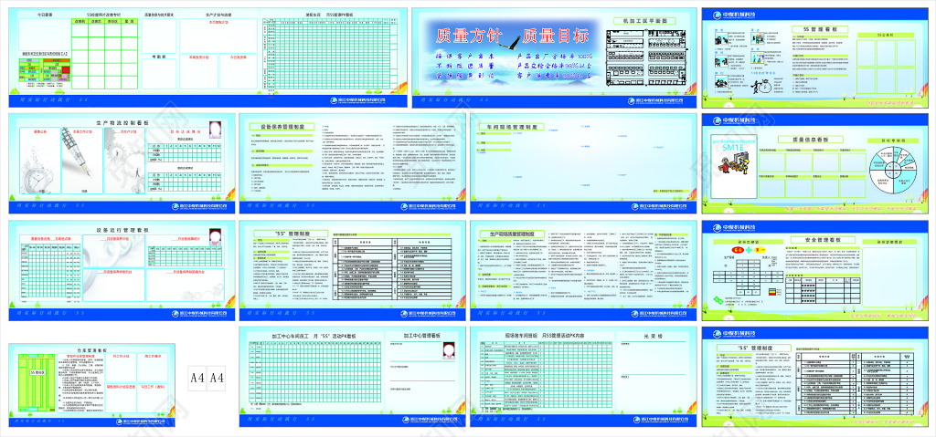 公司企业安全生产质量方针质量目标蓝色宣传栏