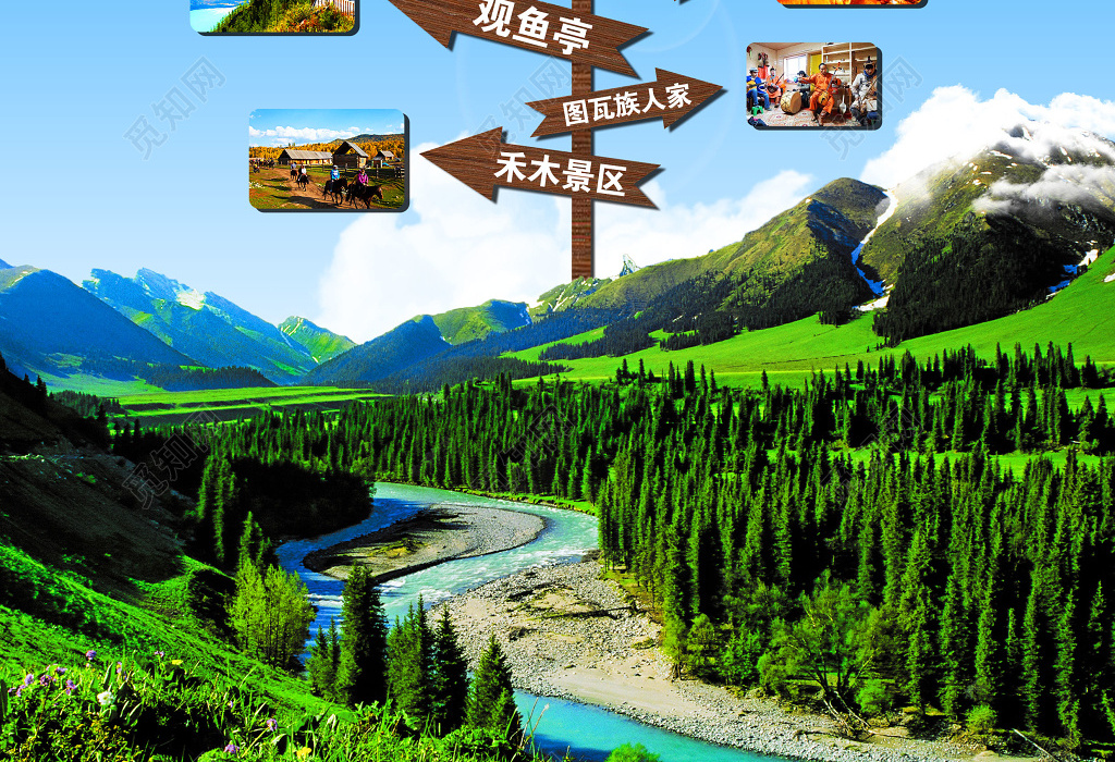 新疆旅游喀纳斯旅游海报宣传