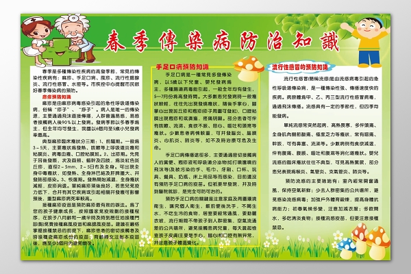 春季传染病常见预防知识腮腺炎水痘麻疹风疹宣传栏