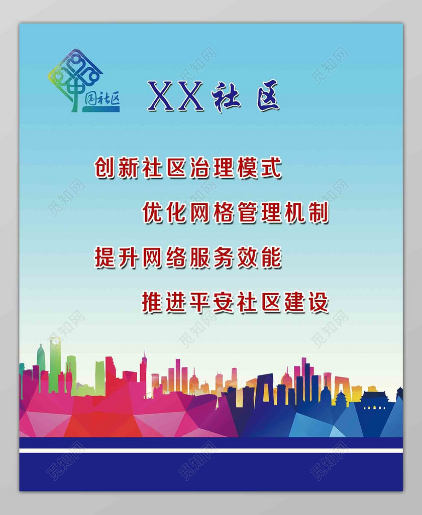创新社区治理建设网格化社区文化展板设计