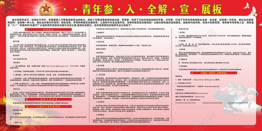 征兵宣传栏青年参军入伍宣传栏